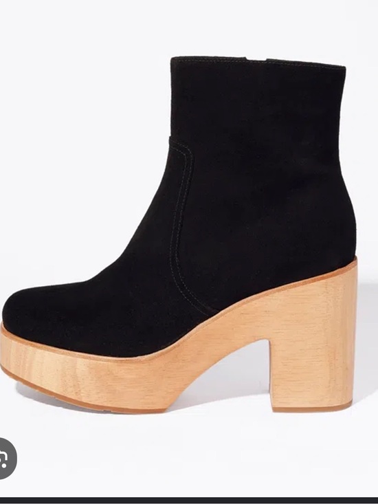 Charlotte Stone Shoes - Charlotte Stone Black Suede Platform Boot with Wooden Block Heel